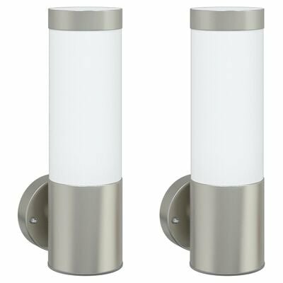 Buitenwandlampen 2 st IP44 roestvrijstaal zilverkleurig 2