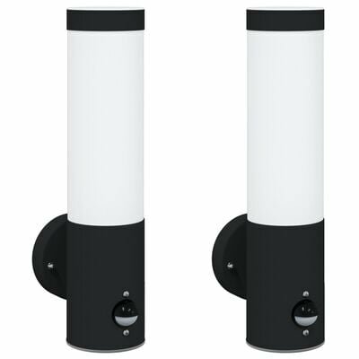 Buitenwandlampen 2 st met sensor IP44 roestvrijstaal zwart 2