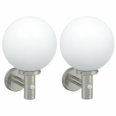 Buitenwandlampen met sensor 2 stuks Zilver RVS IP44 2