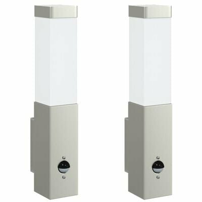 Buitenwandlampen met sensor 2 stuks Zilver Roestvrij staal IP44 2