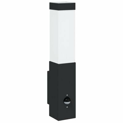 Buitenwandlamp met Sensor Zwart RVS IP44 2