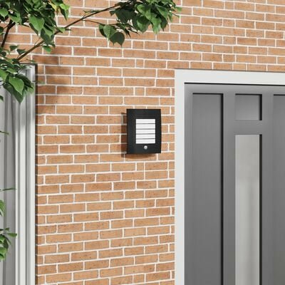 Buiten Wandlamp met Sensor 2 stuks Zwart Roestvrij Staal IP44 1