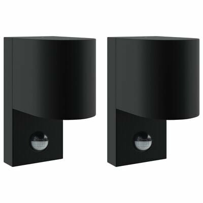 Buiten Wandlampen met Sensor 2 stuks Zwart RVS IP44 2