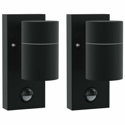 Buiten Wandlampen met Sensor 2 stuks Zwart RVS IP44 2