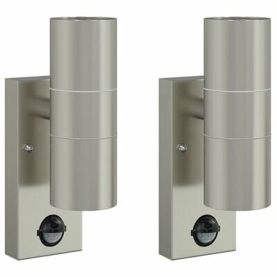 Buiten Wandlampen met Sensor 2 stuks Zilver Roestvrij staal IP44 2