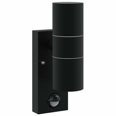 Buiten Wandlamp met Sensor Zwart RVS IP44 2