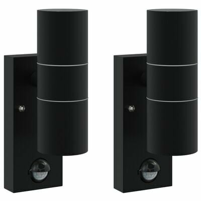 Buitenwandlampen met Sensor 2 stuks Zwart RVS IP44 2