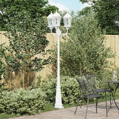 Tuinlampenpaal 3-Lamp E27 Wit 235 cm Aluminium 1