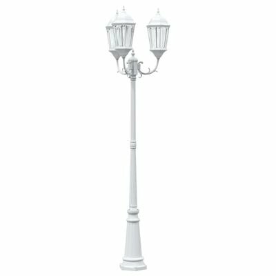 Tuinlampenpaal 3-Lamp E27 Wit 235 cm Aluminium 2