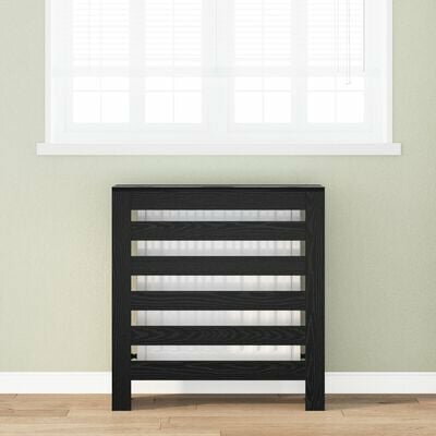 Radiator Cover Zwart Eiken 78x20x82 cm Bewerkt Hout 1