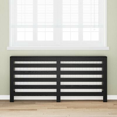 Radiator Bedekking Zwarte Eiken 175x20x82 cm Gelaagd Hout 1