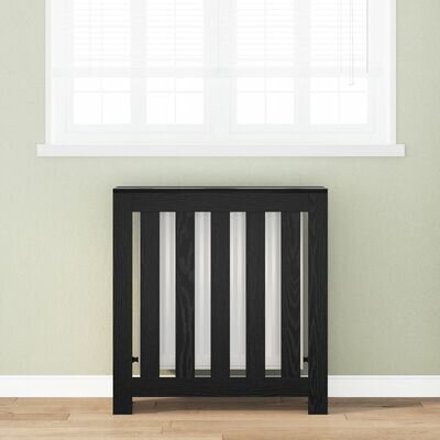 Radiator Cover Zwart Eiken 78x20x82 cm Bewerkt Hout 1
