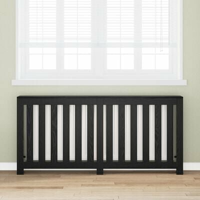 Radiator Bedekking Zwart Eiken 175x20x82 cm Geengineerd Hout 1