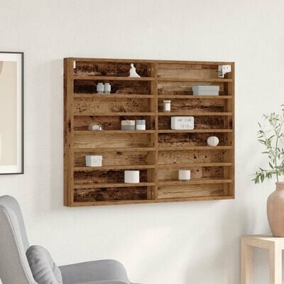 Vitrinekast 100x8,5x75 cm bewerkt hout oud houtkleurig 1
