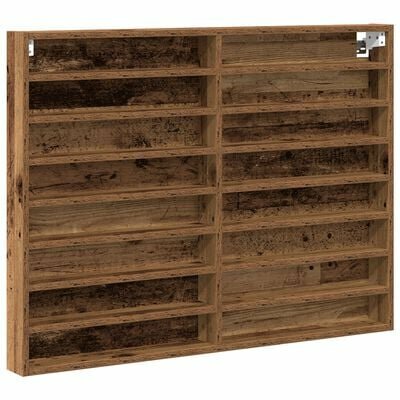 Vitrinekast 100x8,5x75 cm bewerkt hout oud houtkleurig 2