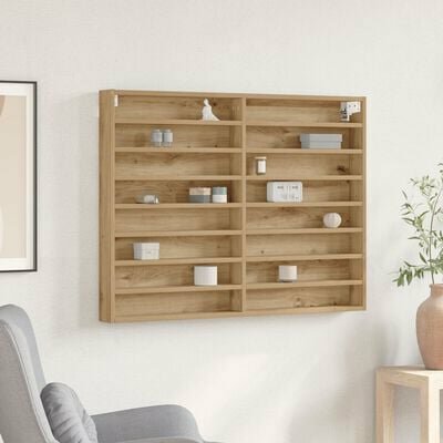 Vitrinekast 100x8,5x75 cm bewerkt hout artisanaal eiken 1