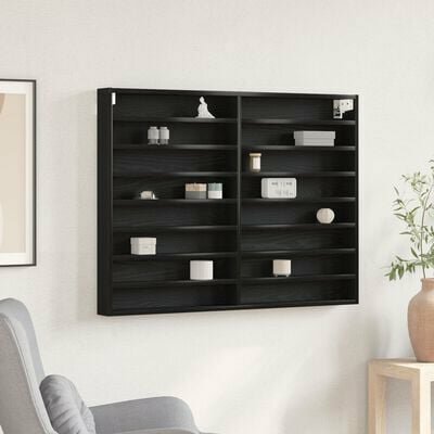 Vitrinekast 100x8,5x75 cm bewerkt hout zwart eikenkleurig 1