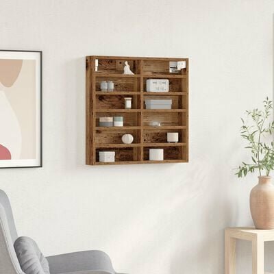 Vitrinekast 60x8,5x58 cm bewerkt hout oud houtkleurig 1
