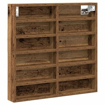 Vitrinekast 60x8,5x58 cm bewerkt hout oud houtkleurig 2