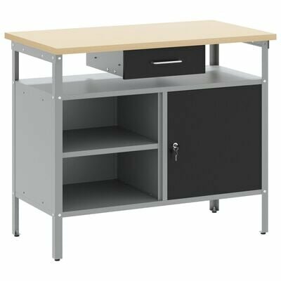 Werkbank met Vergrendelbare Deur Zwart 100x55x85 cm Staal 2