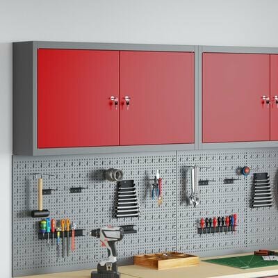 Gereedschapskast Muurbevestiging Rood 100x20x55 cm Staal 1