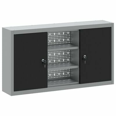 Gereedschapskast Muurbevestigd met Pegboard Zwart 100x20x55 cm Staal 2