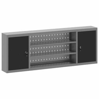 Gereedschapskast Wandmontage met Pegboard Zwart 150x20x55 cm Staal 2