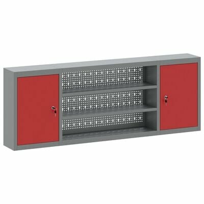 Gereedschapskast Muurbevestiging met Pegboard Rood 150x20x55 cm Staal 2