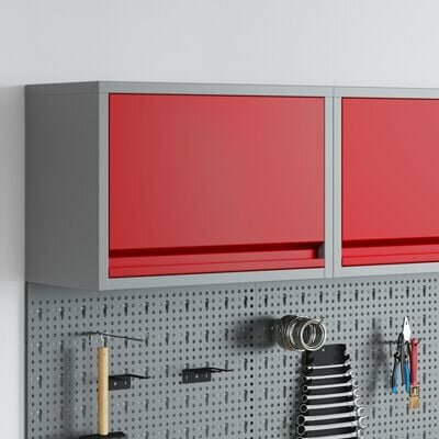 Muurbevestigde Gereedschapskast met Gas-Lift Deur in Rood, 50x25x35 cm 1