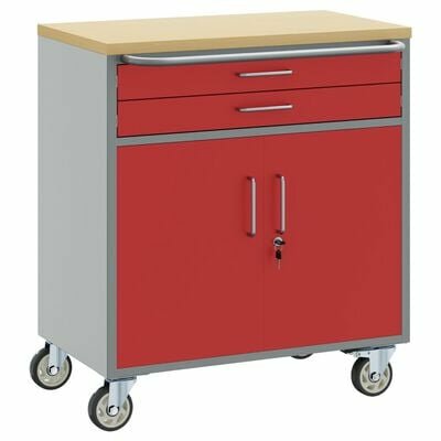 Gereedschapskast met Wielen en Vergrendelbaar Rood 75x45x85 cm Staal 2