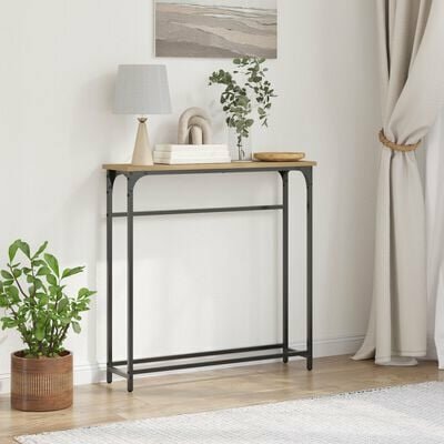 Wandtafel 75x19,5x75 cm bewerkt hout en staal artisanaal eiken 1