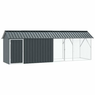 Vogelvolière met uitbreiding 112x442x141 cm staal antraciet 2