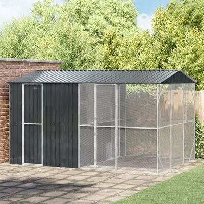 Vogelkooi met Uitbreiding Antraciet 310x442x247 cm Staal 1