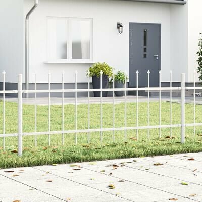 Tuinhek met Spitsbovenkant Wit 1,7x0,6 m Staal 1