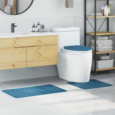 3-delige Badmat Set Blauw Polypropyleen Antislip 1