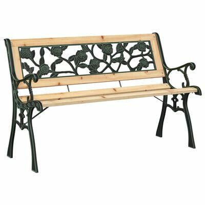 Tuinbank met rugleuning 116 cm rozenpatroon hout 2