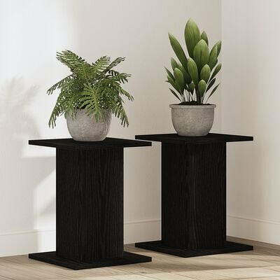 Plantenstandaards 2 st 30x30x40 cm bewerkt hout zwart eiken 1