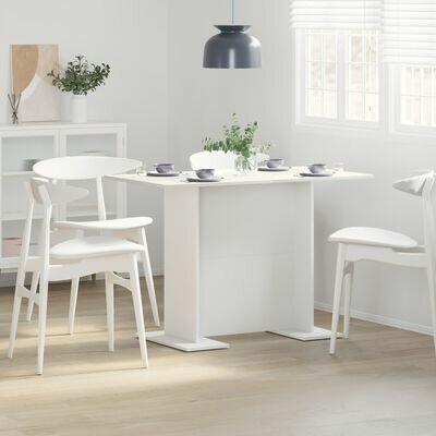 Eettafel 110x60x75 cm bewerkt hout wit 1