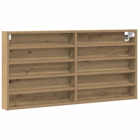 Vitrinekast wandgemonteerd bewerkt hout artisanaal eiken 2