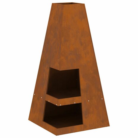 Vuurkorf met houtopslag 50x50x100 cm cortenstaal 2