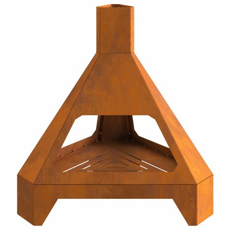 Vuurkorf met schoorsteen 50x43x52 cm cortenstaal 1