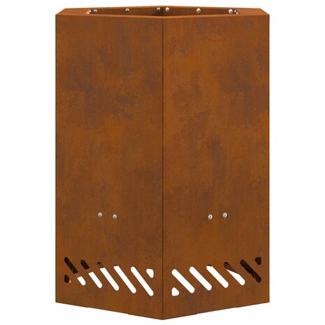 Rookloze Vuurkorf zeshoekig 38x38x51 cm cortenstaal 2