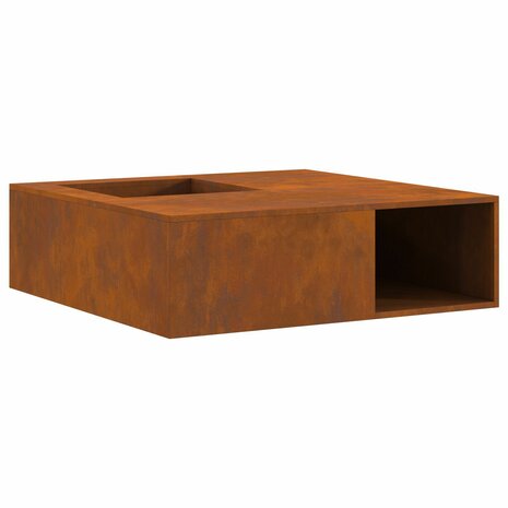 Vuurkorf met houtopslag 100x100x30 cm cortenstaal 2