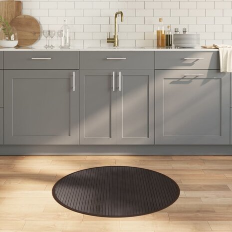 Vloerkleed rond 80 cm bamboe donkerbruin 1