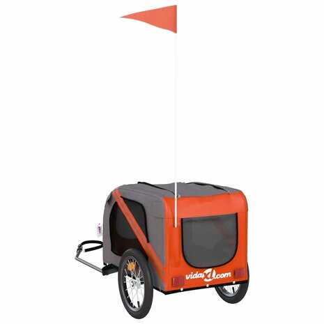 Hondenfietstrailer oxford stof en ijzer oranje en grijs 8