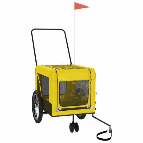 Hondenfietstrailer oxford stof en ijzer geel en zwart 2