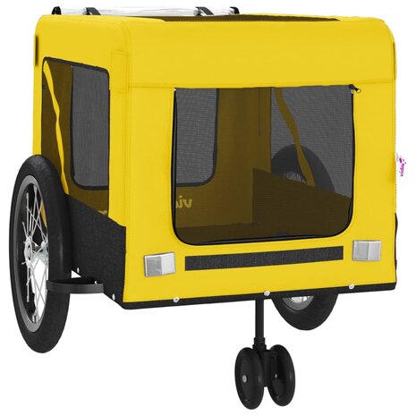 Hondenfietstrailer oxford stof en ijzer geel en zwart 6