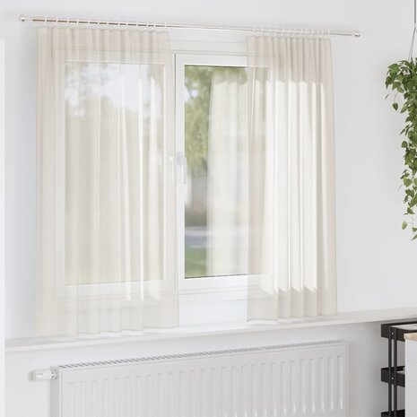 Gordijnen voile met roedezakken 2 st crèmekleurig 1