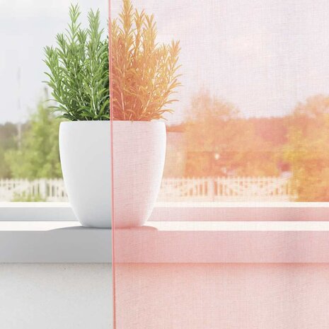Gordijnen voile met roedezakken 2 st roze 3
