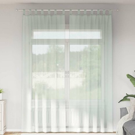 Gordijnen voile met roedezakken 2 st lichtgrijs 1